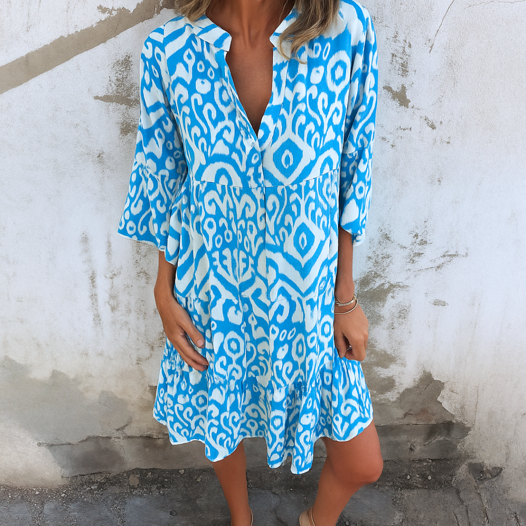 FLORELLA - ELEGANT V-NECK DRESS