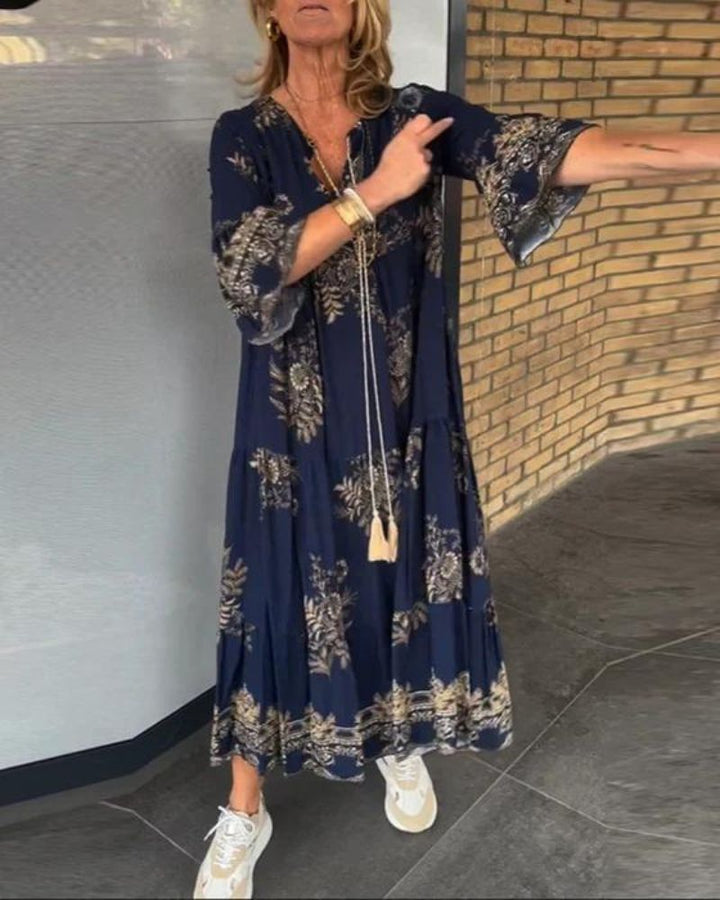ANNE - VINTAGE V-NECK DRESS BY IKDIENAS
