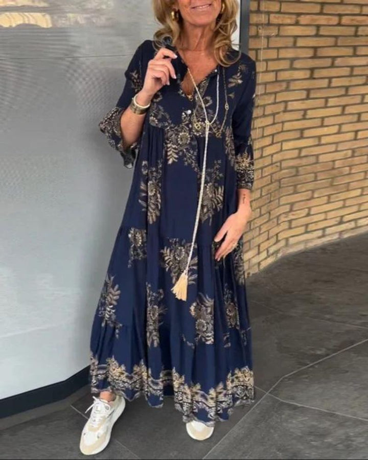 ANNE - VINTAGE V-NECK DRESS BY IKDIENAS
