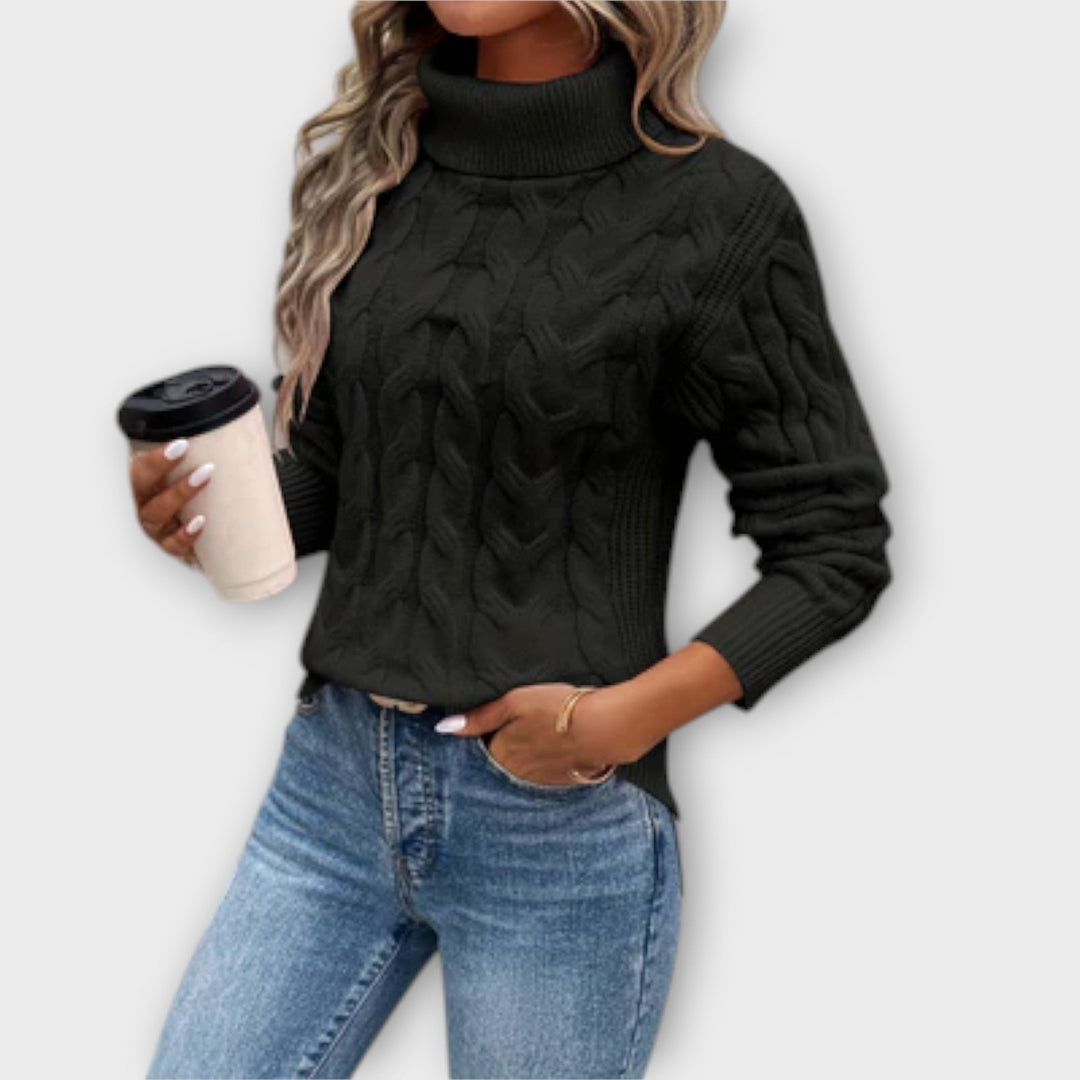 Amelia | Suéter Elegante con Cuello Roll de Malla
