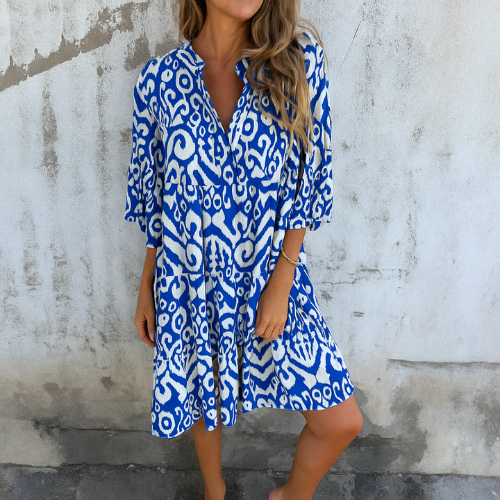 FLORELLA - ELEGANT V-NECK DRESS