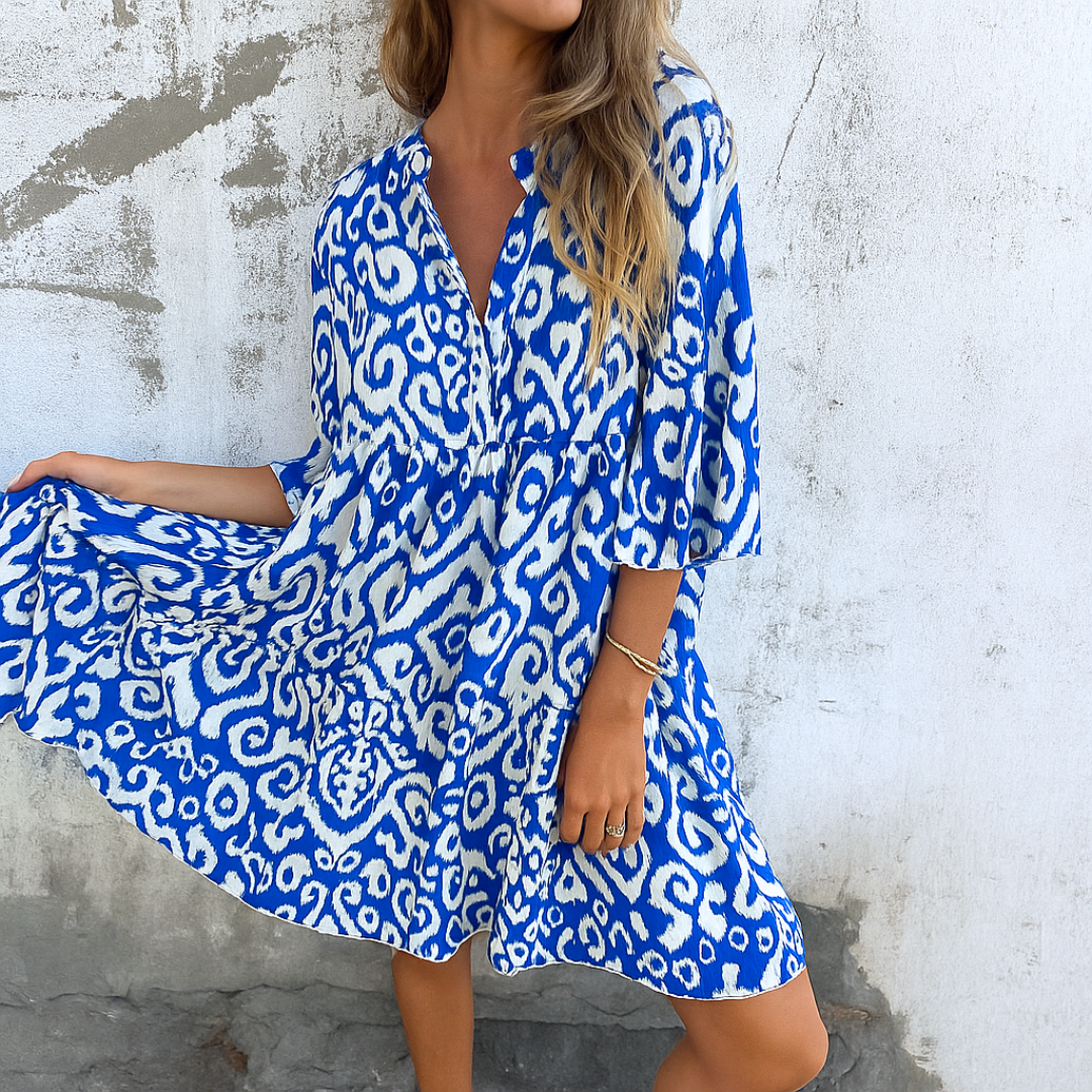 FLORELLA - ELEGANT V-NECK DRESS