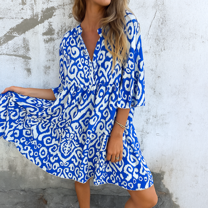 FLORELLA - ELEGANT V-NECK DRESS