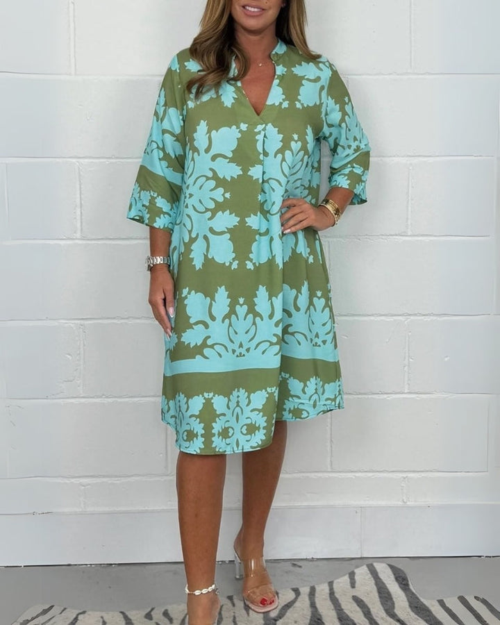 BAROLA - Bohemian V-Neck Dress