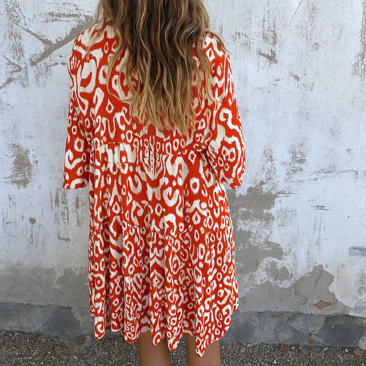 FLORELLA - ELEGANT V-NECK DRESS