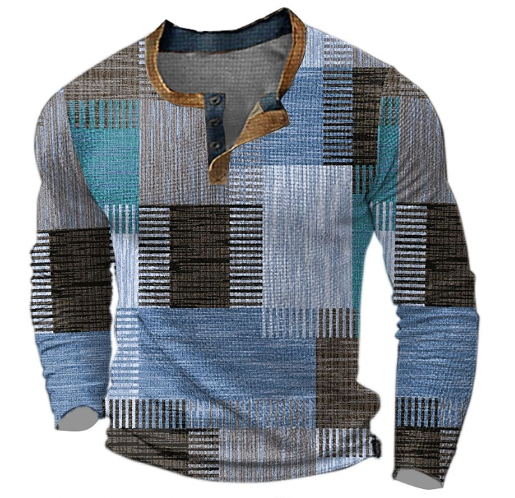 Noah | Eleganta Henley krekls ar ģeometrisku rakstu