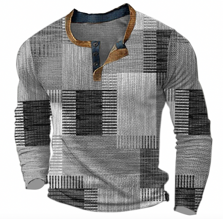 Noah | Eleganta Henley krekls ar ģeometrisku rakstu