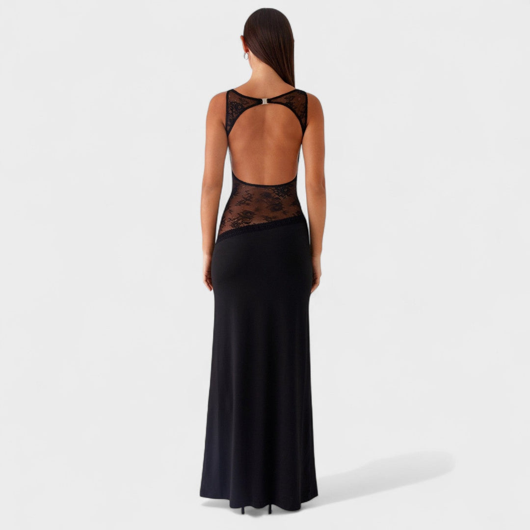 Lucinda | Vestido largo de encaje negro