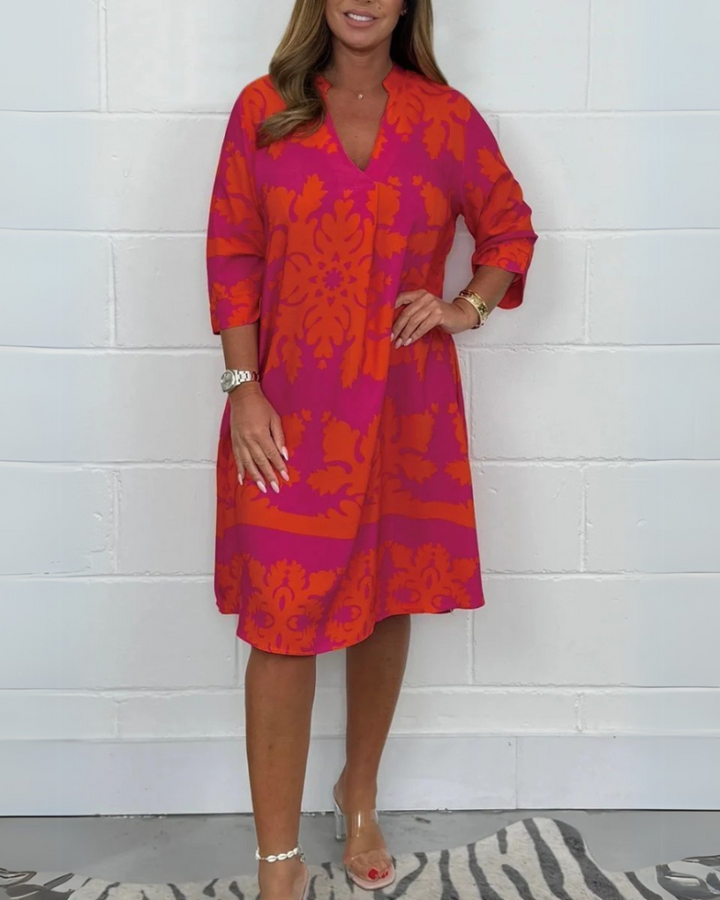 BAROLA - Bohemian V-Neck Dress