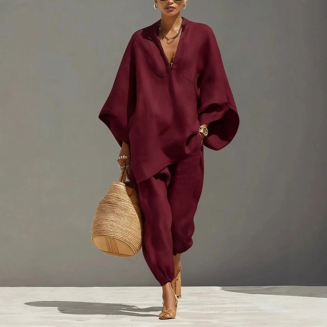 Rita | Conjunto de Pantalón | Estilo Holgado de Algodón y Lino