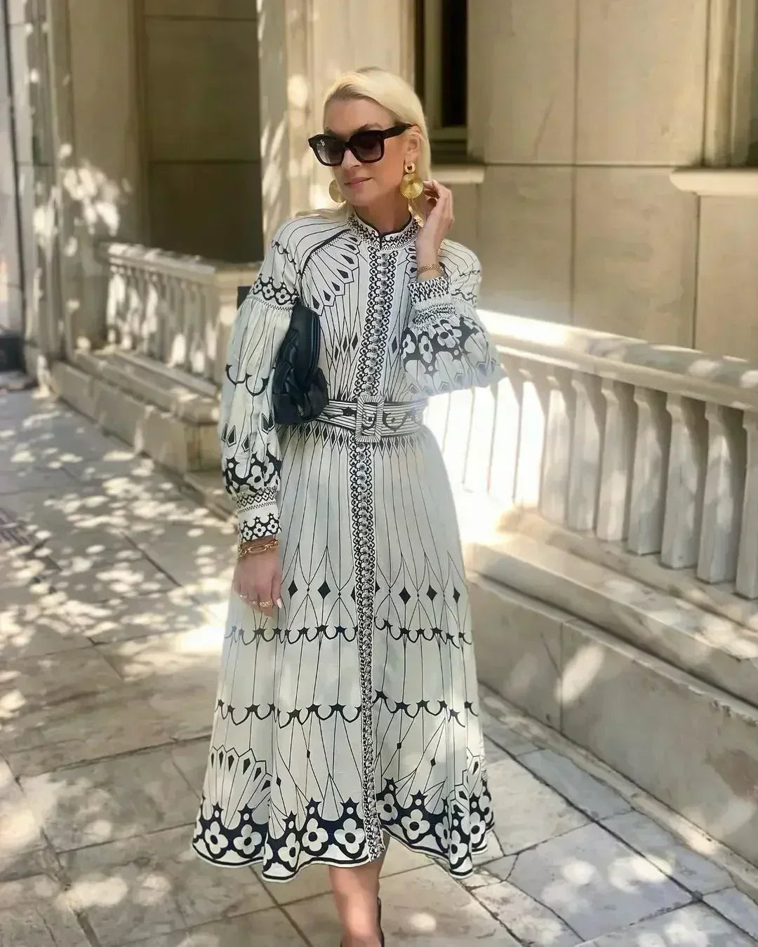 Eulalia - Boho Kleita ar Retro Stāvošu Apkakli