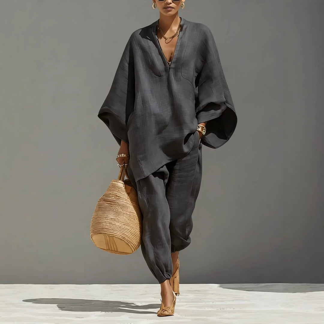 Rita | Conjunto de Pantalón | Estilo Holgado de Algodón y Lino