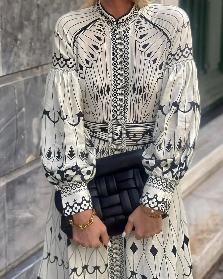 Eulalia - Boho Kleita ar Retro Stāvošu Apkakli