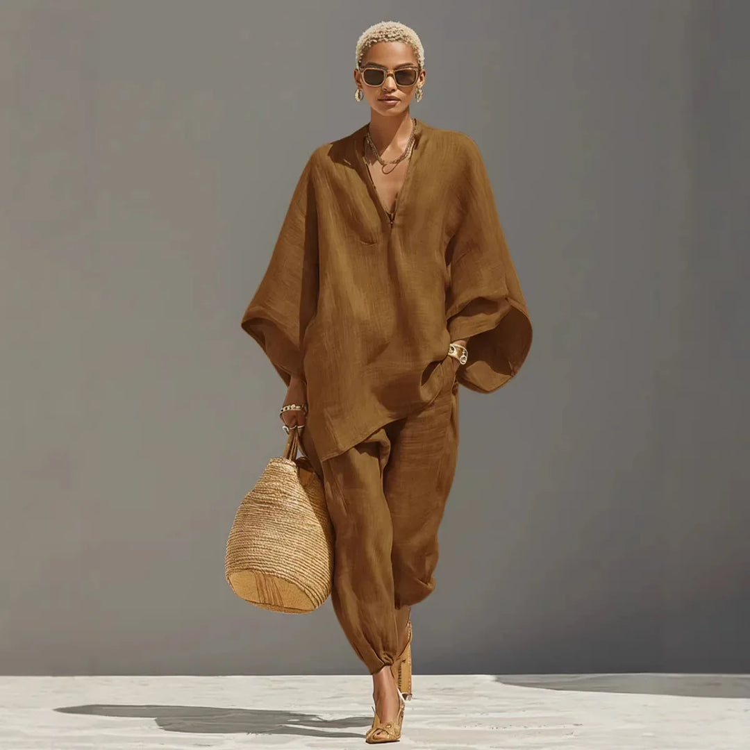 Rita | Conjunto de Pantalón | Estilo Holgado de Algodón y Lino