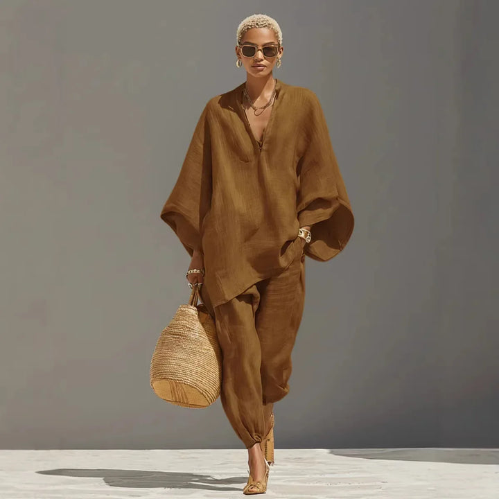 Rita | Conjunto de Pantalón | Estilo Holgado de Algodón y Lino