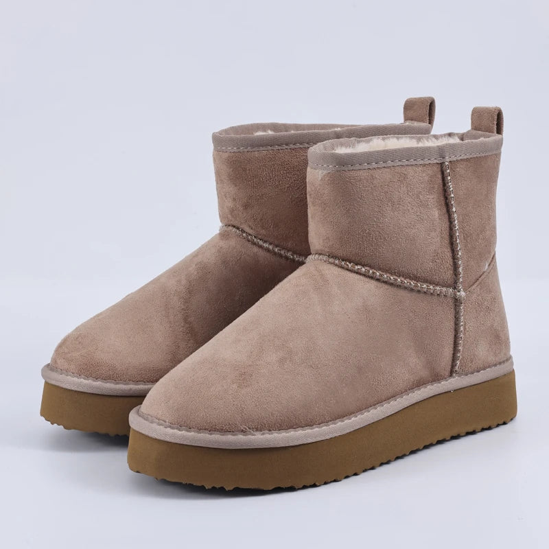 Amara | Bota Clásica Femenina de Invierno con Forro Peludo Interior