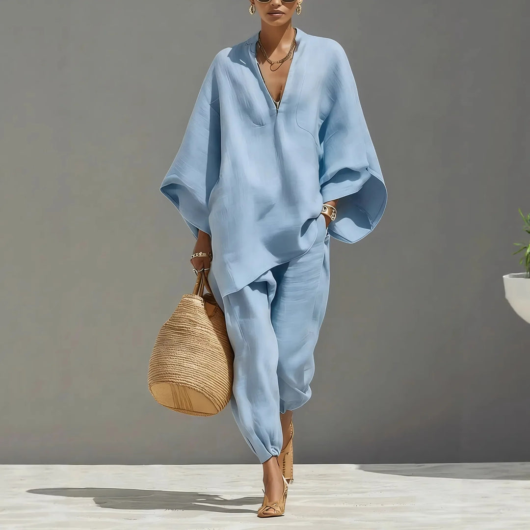 Rita | Conjunto de Pantalón | Estilo Holgado de Algodón y Lino