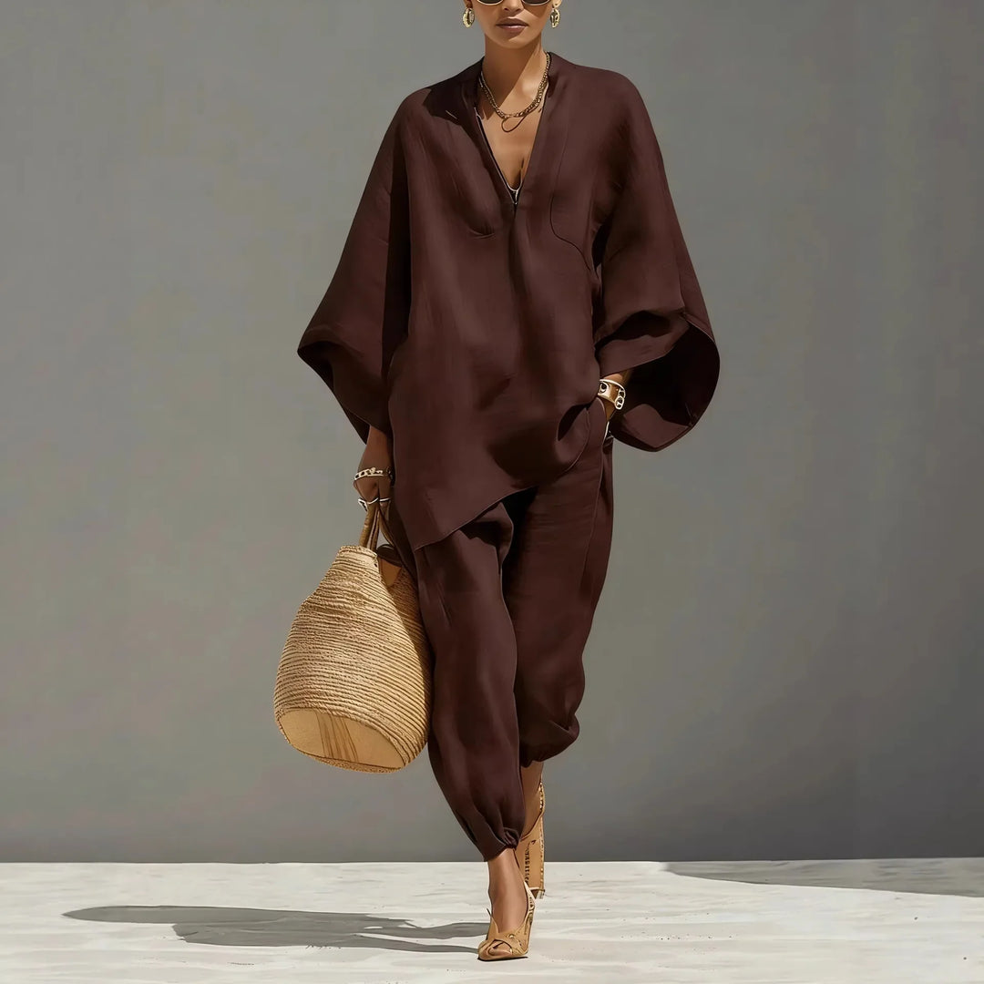 Rita | Conjunto de Pantalón | Estilo Holgado de Algodón y Lino